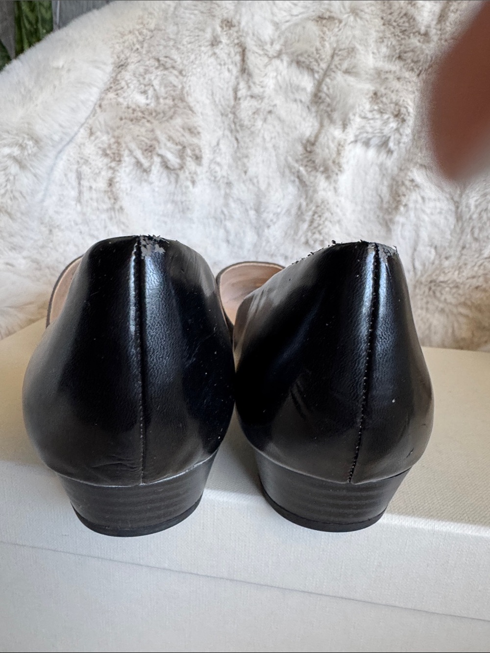 Franco Sarto Two-Tone Gray Suede Pointed D'Orsay Flats - Picture 5 of 7